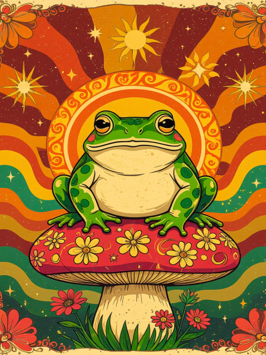 Psychedelische Kröte mit magischen 70er-Pilzfarben - CALVENDO Foto-Puzzle'