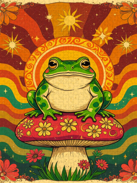 Psychedelische Kröte mit magischen 70er-Pilzfarben - CALVENDO Foto-Puzzle'