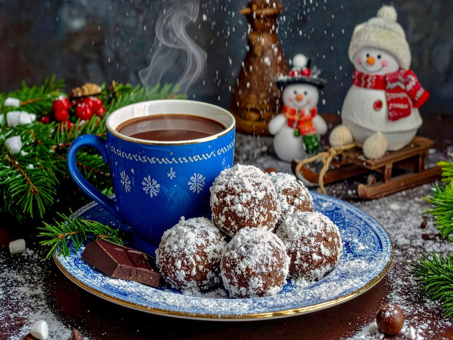 Schokoladen Schneebälle mit einer Tasse Trinkschokolade - CALVENDO Foto-Puzzle'