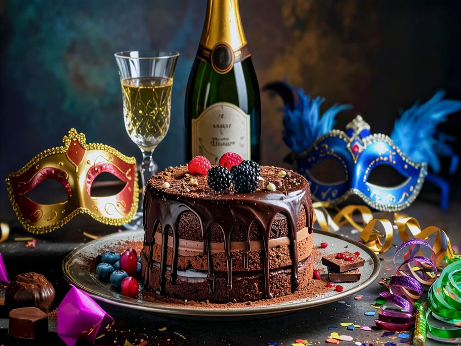 Französische Schokoladen Torte mit venezianischen Masken - CALVENDO Foto-Puzzle'