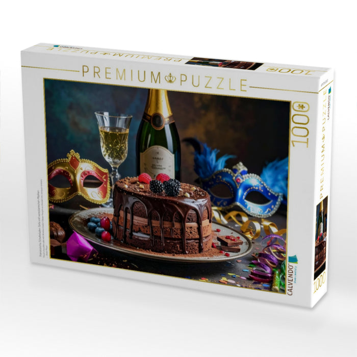 Französische Schokoladen Torte mit venezianischen Masken - CALVENDO Foto-Puzzle'