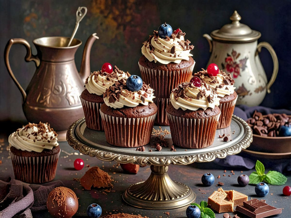 Schokoladen Cupcakes mit Sahnehäubchen - CALVENDO Foto-Puzzle'