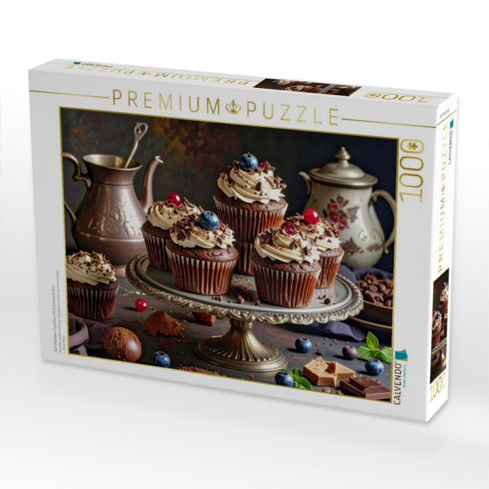 Schokoladen Cupcakes mit Sahnehäubchen - CALVENDO Foto-Puzzle'