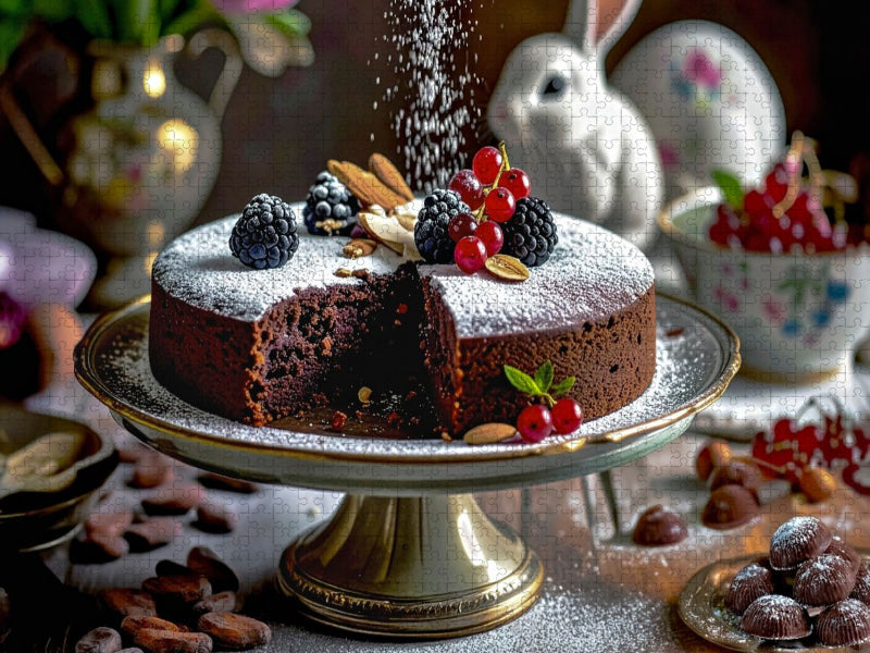 Italienischer Schokoladen Mandel Kuchen Capreser Art - CALVENDO Foto-Puzzle'