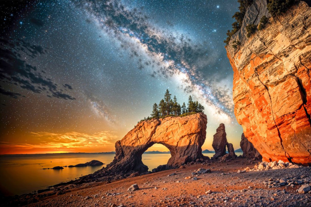 Premium Textil-Leinwand Die Hopewell Rocks in New Brunswick, an der Bay of Fundy