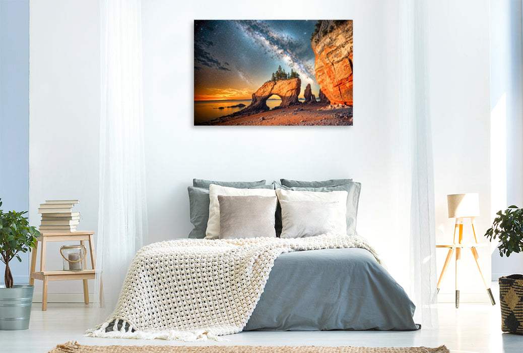 Premium Textil-Leinwand Die Hopewell Rocks in New Brunswick, an der Bay of Fundy