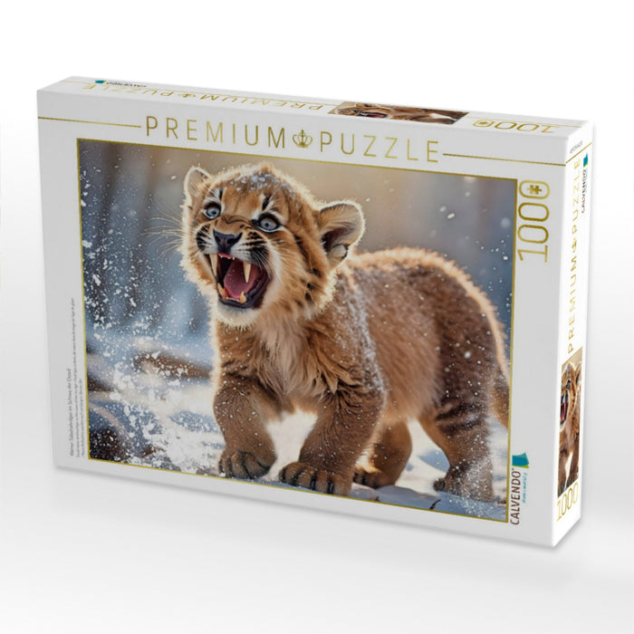 Kleiner Säbelzahntiger im Schnee der Eiszeit - CALVENDO Foto-Puzzle'