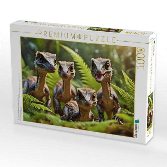 Rudel frecher Raptoren im urzeitlichen Farnwald - CALVENDO Foto-Puzzle'