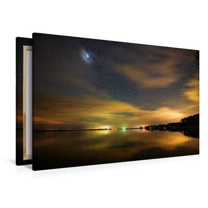 Premium Textil-Leinwand Sternschnuppe über dem Fleesensee
