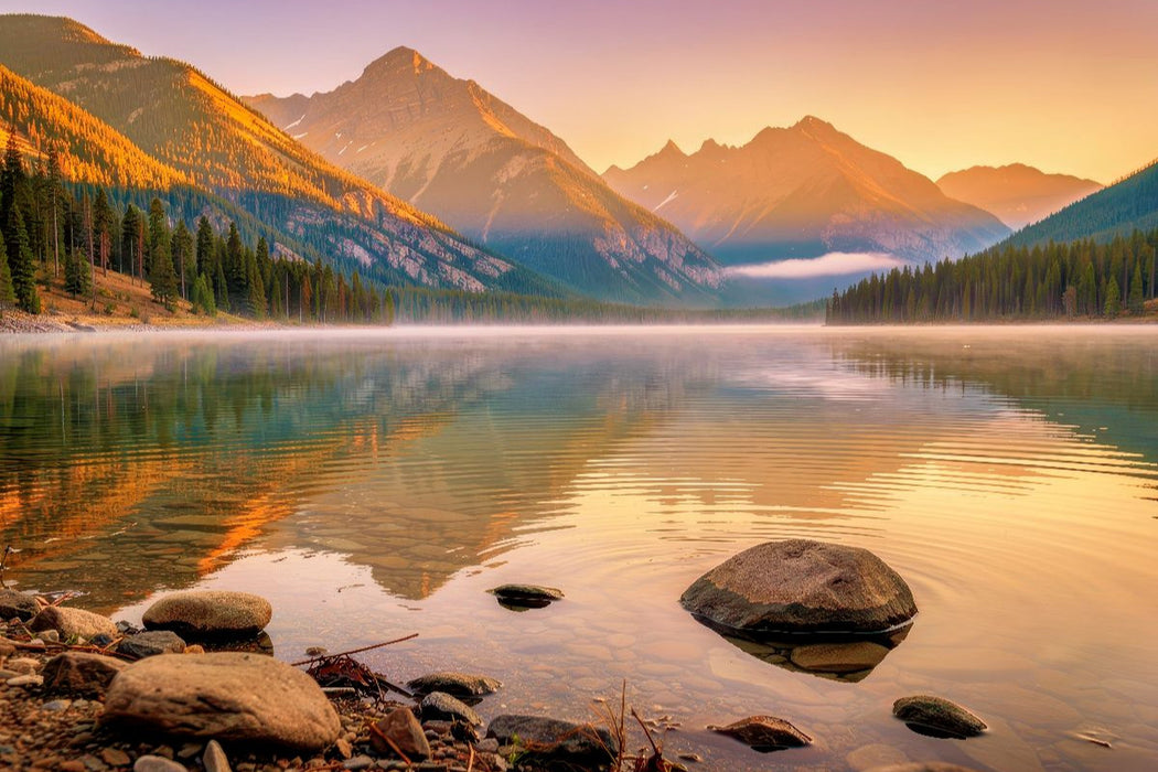 Premium Textil-Leinwand Ein See, der Herzen zur Ruhe bringt.