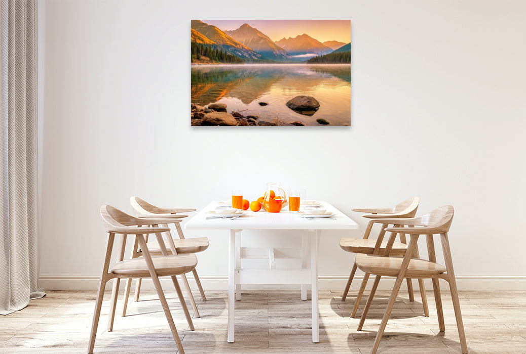 Premium Textil-Leinwand Ein See, der Herzen zur Ruhe bringt.