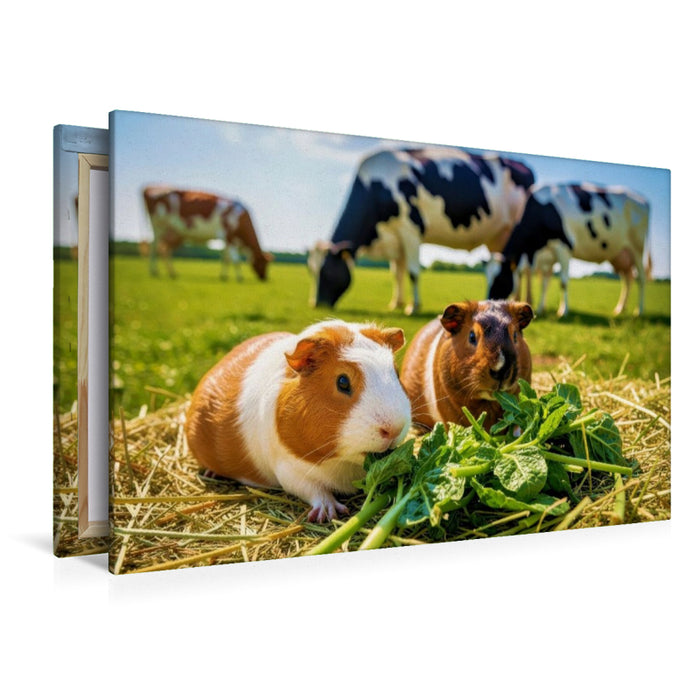 Premium Textil-Leinwand Fressen mit den Kühen.