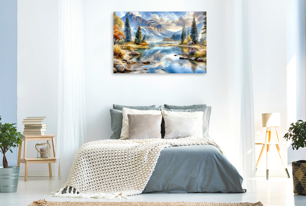 Premium Textil-Leinwand Emerald Lake im Yoho-Nationalpark in British Columbia