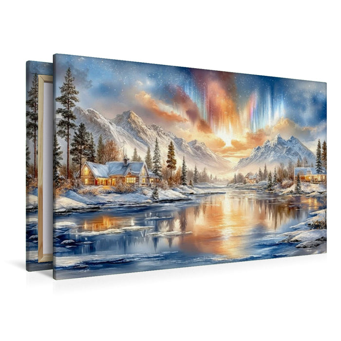 Premium Textil-Leinwand Polarlichter über der kanadischen Wildnis