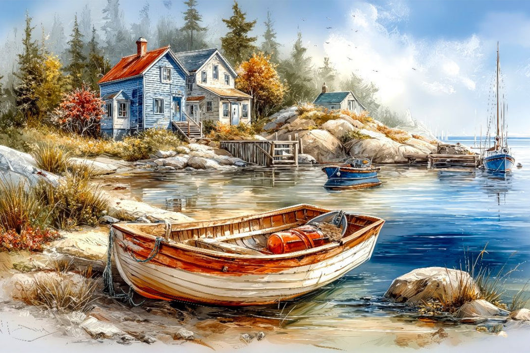 Premium Textil-Leinwand Küstenszene in Nova Scotia