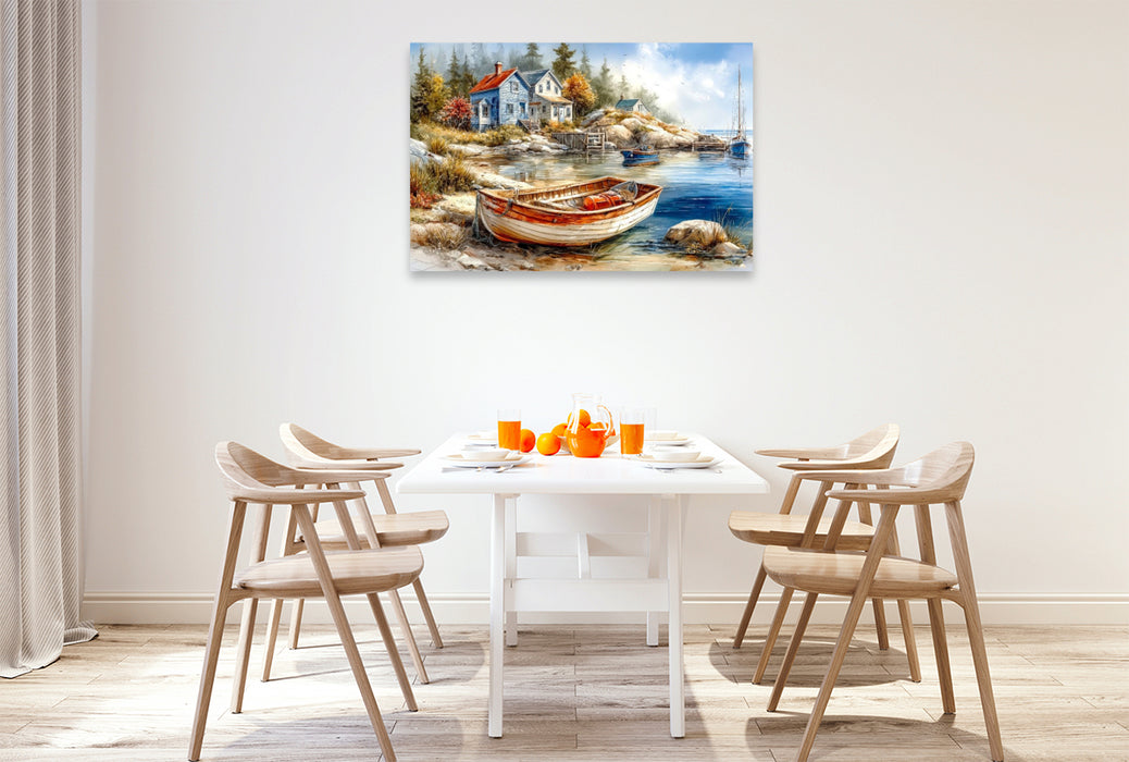 Premium Textil-Leinwand Küstenszene in Nova Scotia