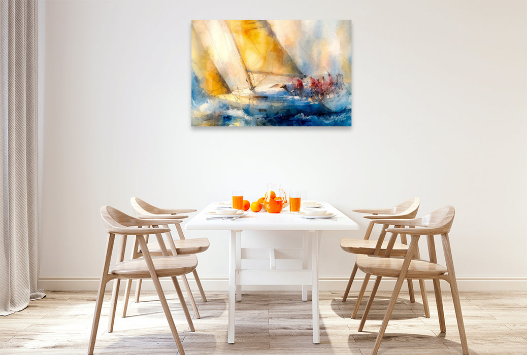 Premium Textil-Leinwand Volle Kraft voraus mit Mut und Ausdauer