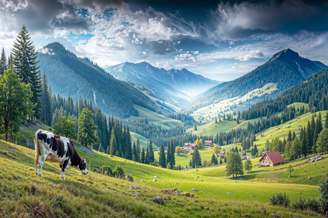 Premium Textil-Leinwand Ein bayrisches Tal