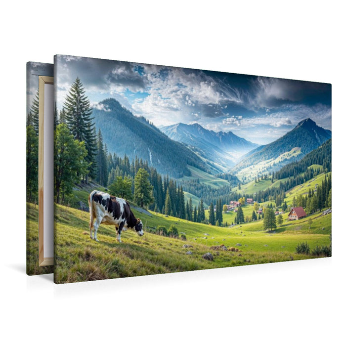 Premium Textil-Leinwand Ein bayrisches Tal