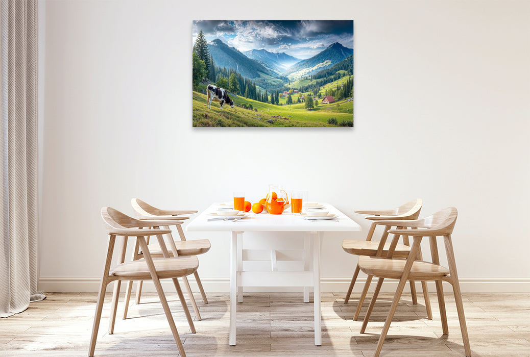 Premium Textil-Leinwand Ein bayrisches Tal