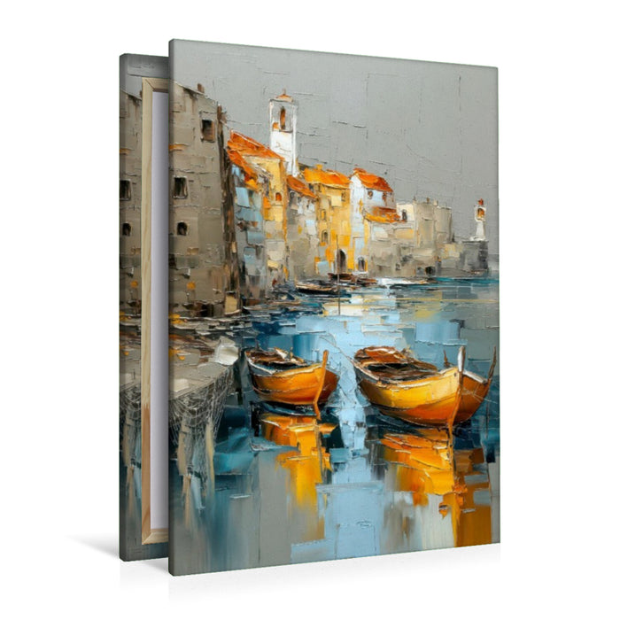 Premium Textil-Leinwand Dalmatien - malerischer Küstenort