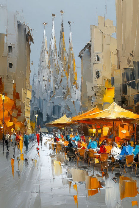 Premium Textil-Leinwand Barcelona