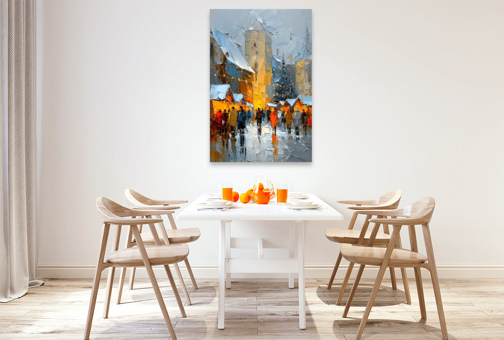 Premium Textil-Leinwand Deutschland - idyllischer Weihnachtsmarkt