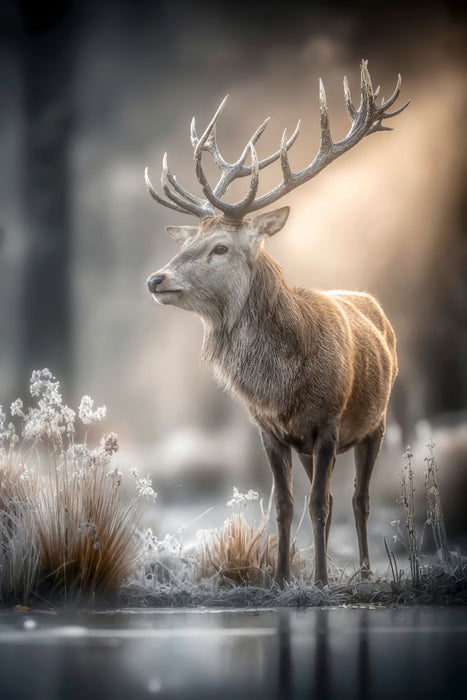 Premium Textil-Leinwand Rothirsch