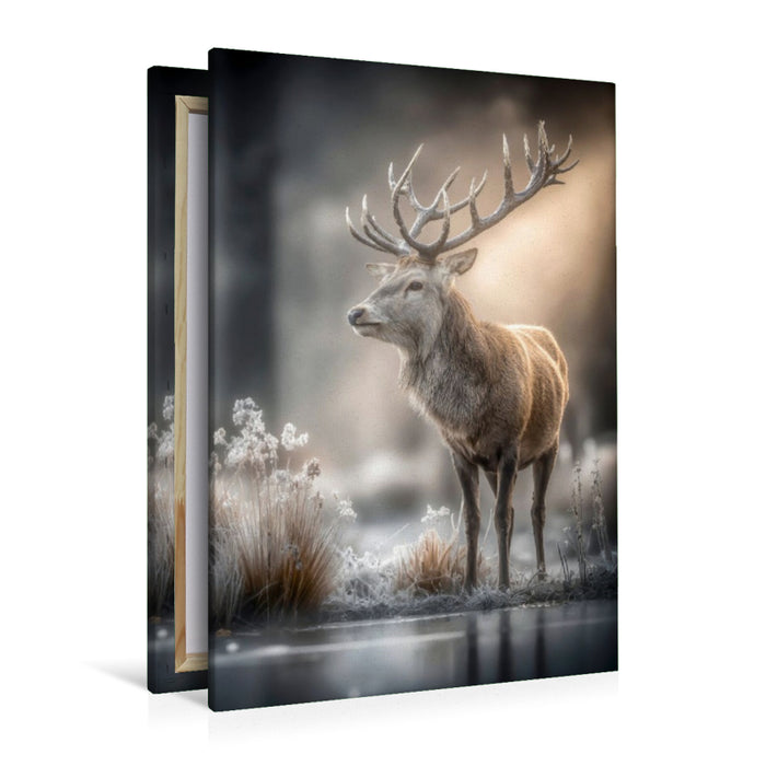 Premium Textil-Leinwand Rothirsch