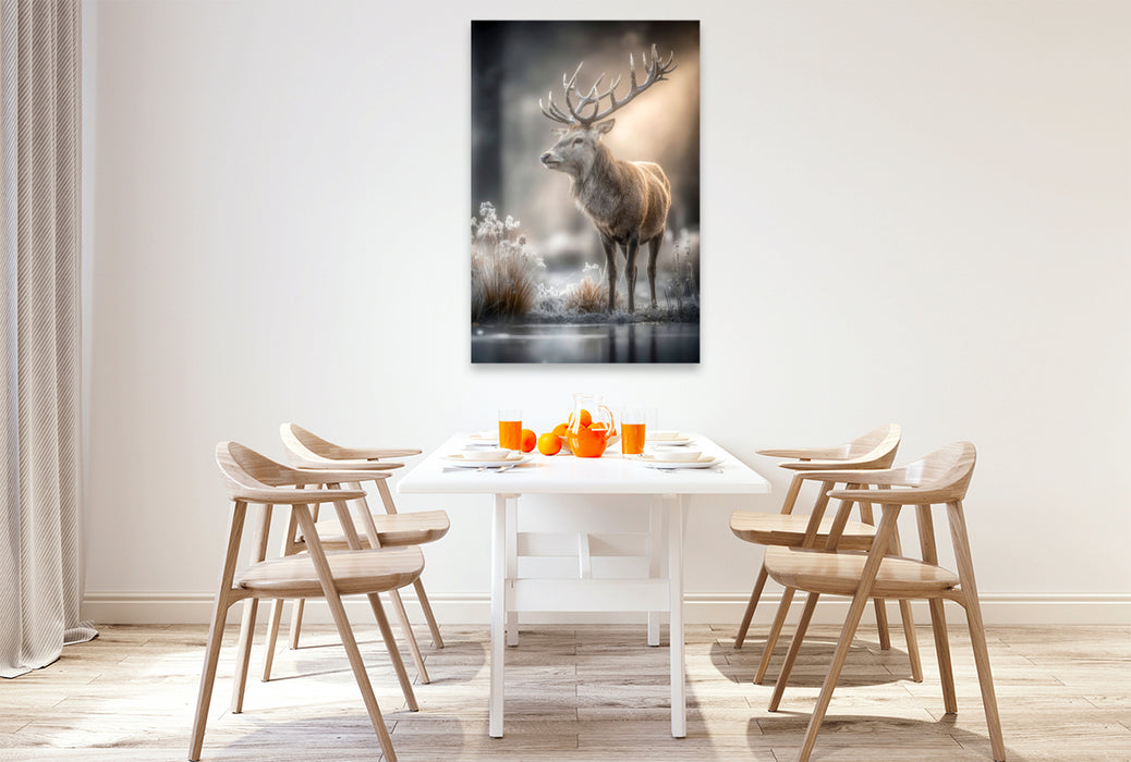 Premium Textil-Leinwand Rothirsch