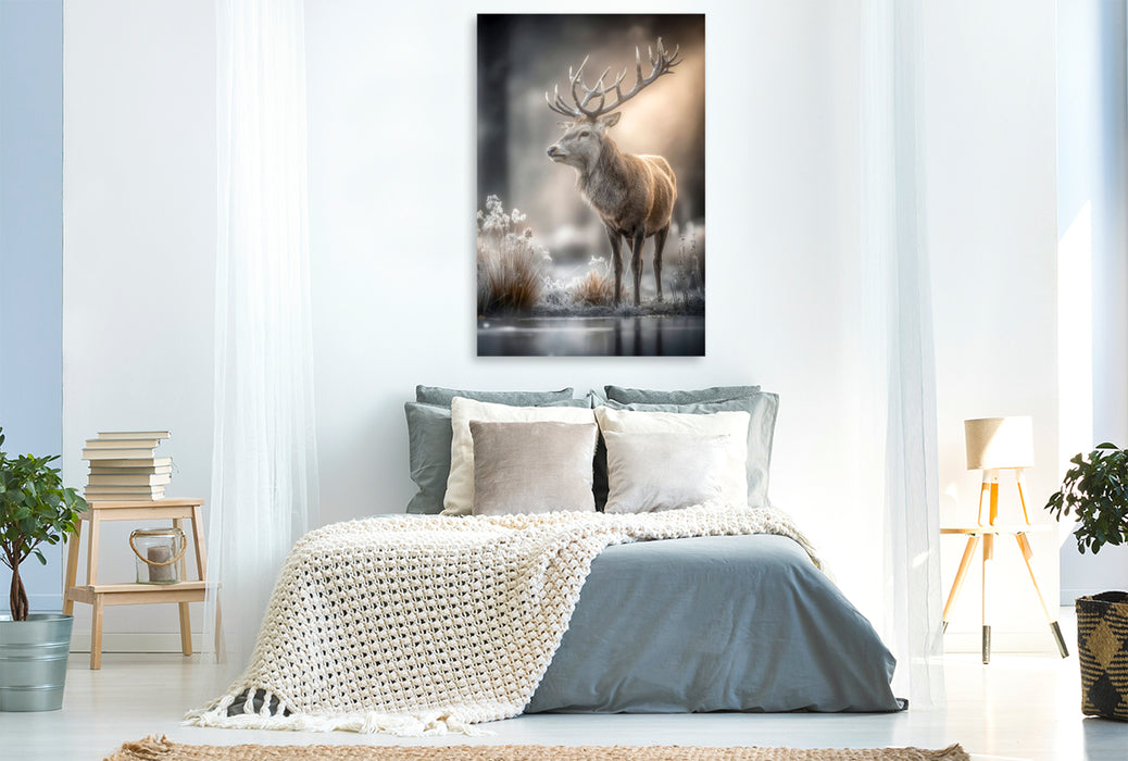 Premium Textil-Leinwand Rothirsch