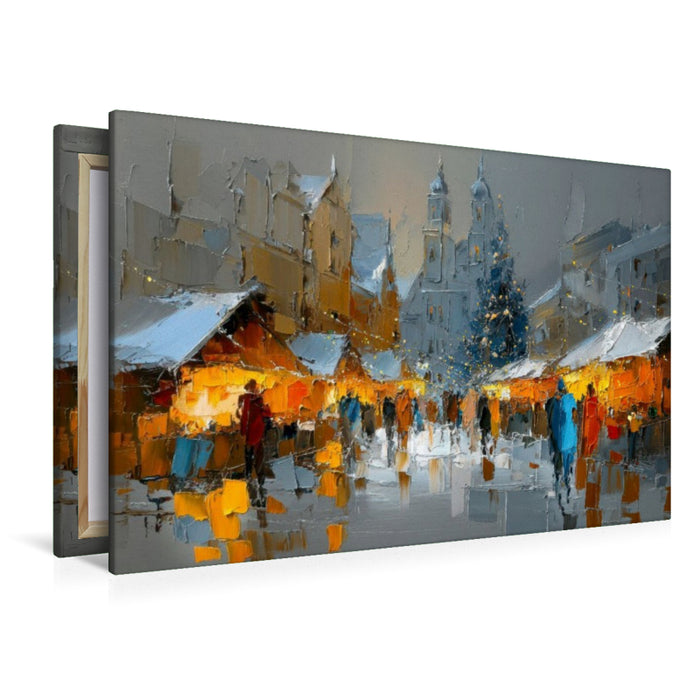 Premium Textil-Leinwand Deutschland - malerischer Weihnachtsmarkt