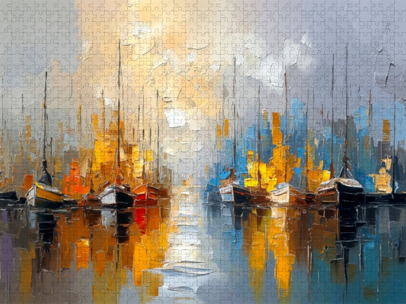 Stille in der Hafen-Dämmerung - CALVENDO Foto-Puzzle'