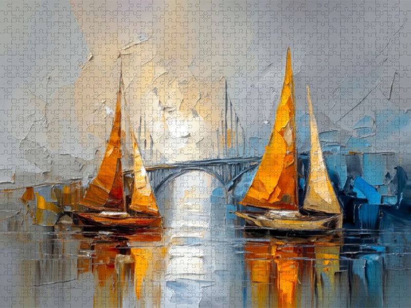 Segelboote in ruhigem Fahrwasser - CALVENDO Foto-Puzzle'