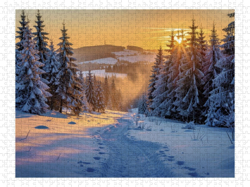 Winter wie früher – mitten in Thüringens Bergen. - CALVENDO Foto-Puzzle'