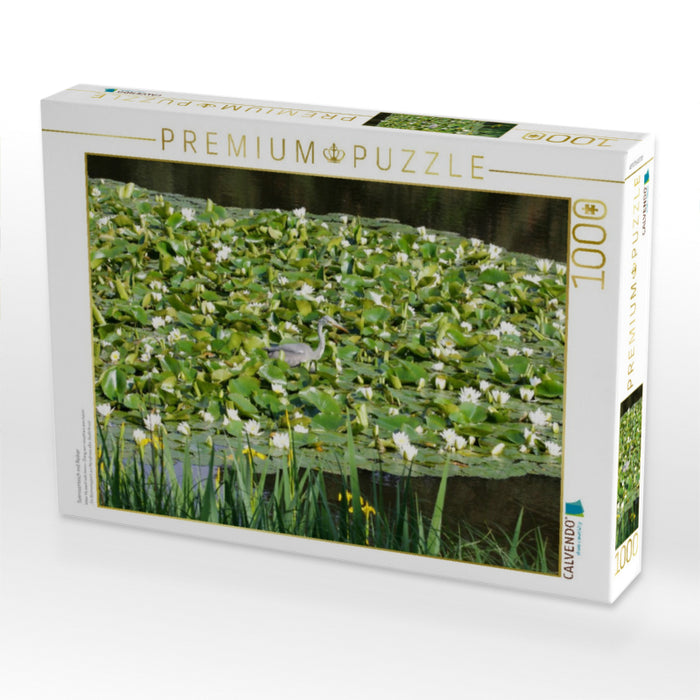 Seerosenteich mit Reiher - CALVENDO Foto-Puzzle'