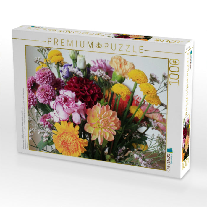 Blumenstrauß mit Chrysanthemen, Nelken, Dahlien und Gerbera - CALVENDO Foto-Puzzle'