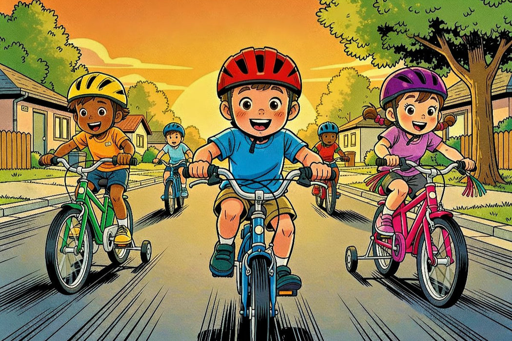 Premium Textil-Leinwand Ein Motiv aus dem Kalender Mein erstes Fahrrad - Comic