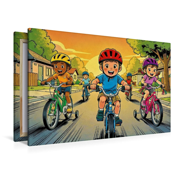 Premium Textil-Leinwand Ein Motiv aus dem Kalender Mein erstes Fahrrad - Comic