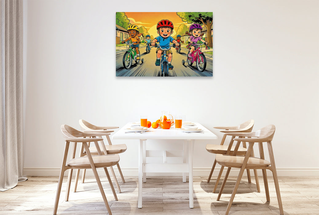 Premium Textil-Leinwand Ein Motiv aus dem Kalender Mein erstes Fahrrad - Comic