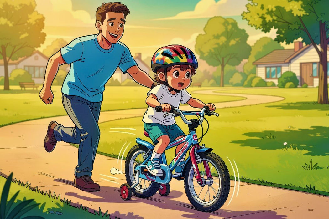 kinderfahrrad comic Premium Textil-Leinwand Ein Motiv aus dem Kalender Mein erstes Fahrrad — calvendoverlag