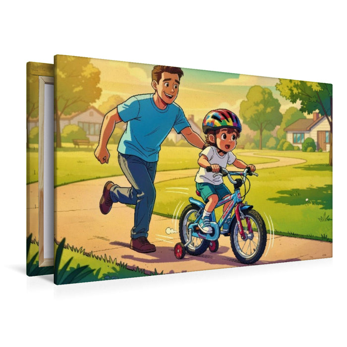 Premium Textil-Leinwand Ein Motiv aus dem Kalender Mein erstes Fahrrad - Comic