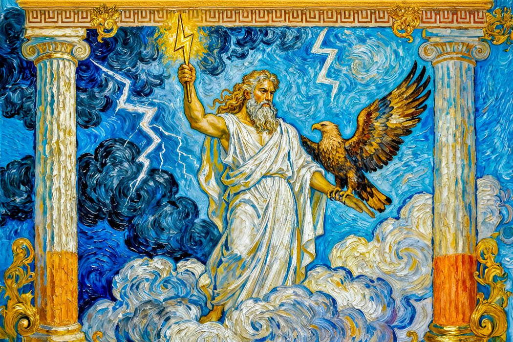 Premium Textil-Leinwand Zeus - Gott des Himmels