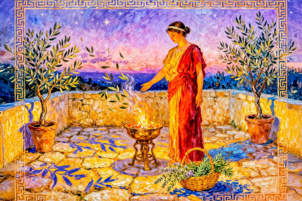 Premium Textil-Leinwand Hestia - Göttin des Herds