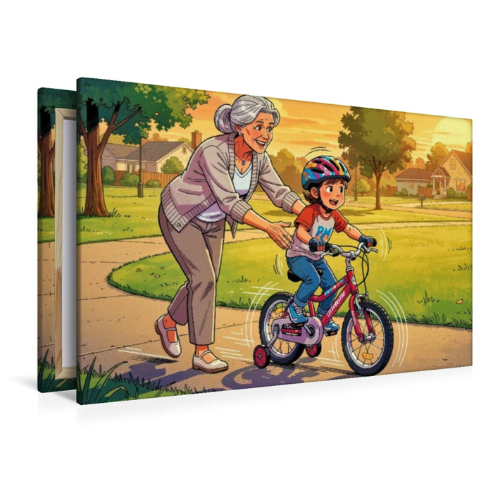 Premium Textil-Leinwand Ein Motiv aus dem Kalender Mein erstes Fahrrad Comic