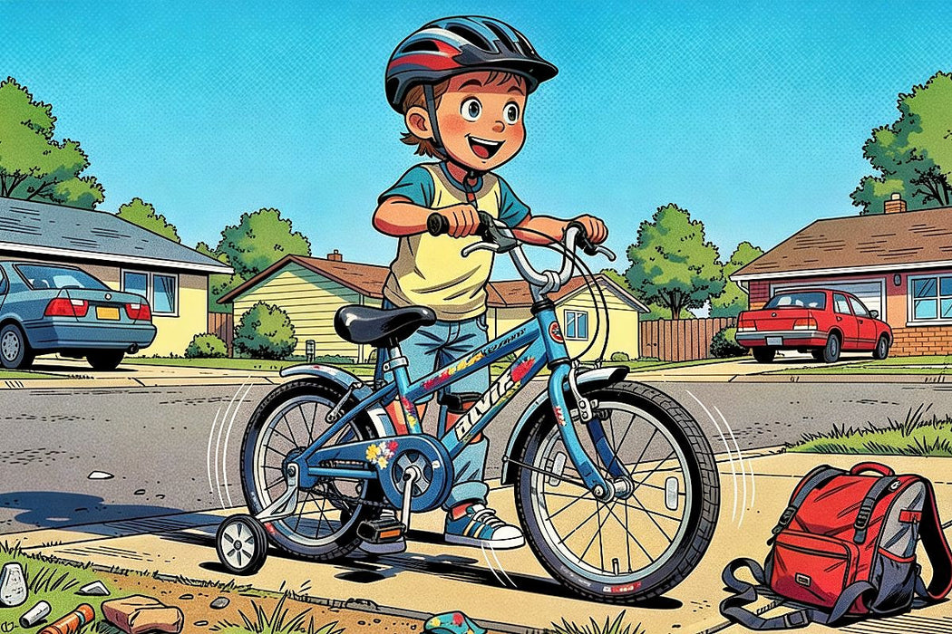 Premium Textil-Leinwand Ein Motiv aus dem Kalender Mein erstes Fahrrad Comic