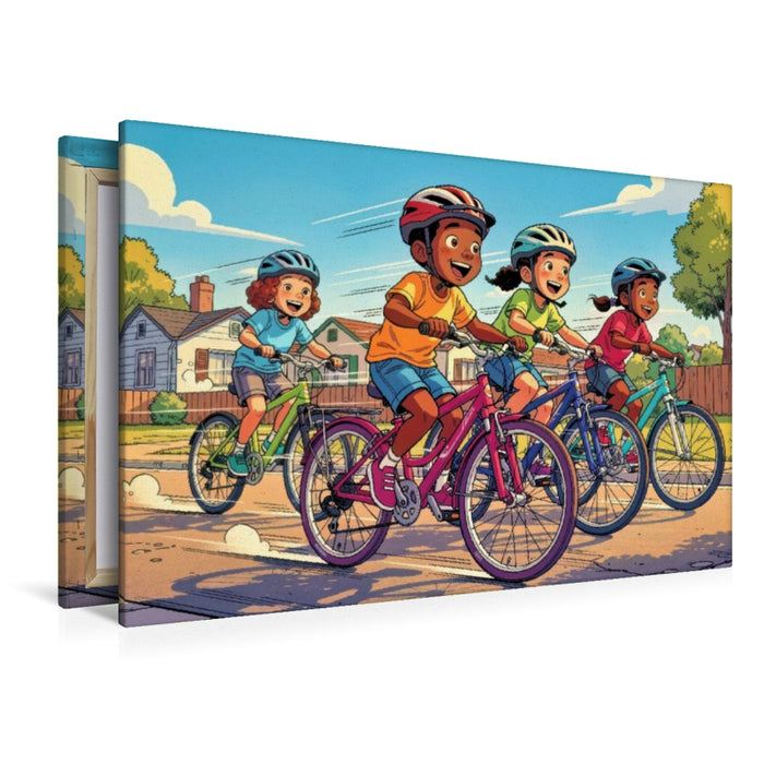 Premium Textil-Leinwand Ein Motiv aus dem Kalender Mein erstes Fahrrad Comic
