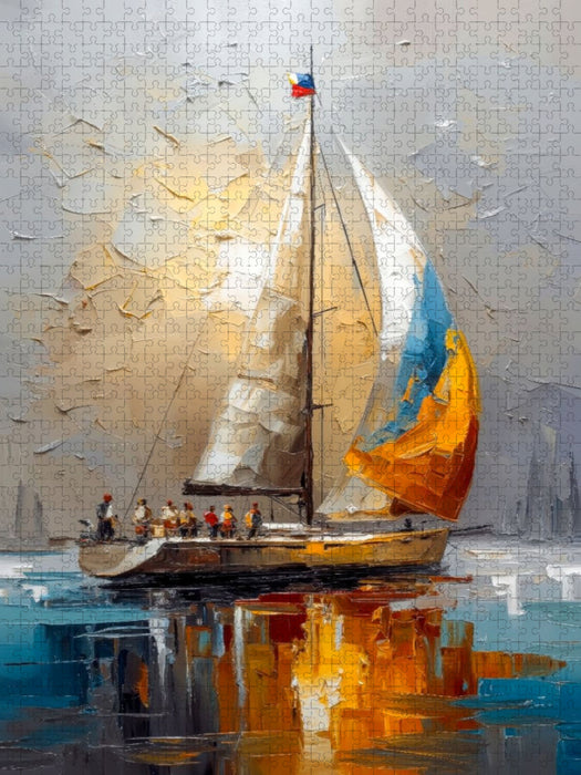 Segelyacht im Farbenspiel - CALVENDO Foto-Puzzle'