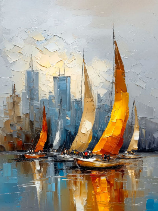 Rennyachten vor beeindruckender Skyline - CALVENDO Foto-Puzzle'