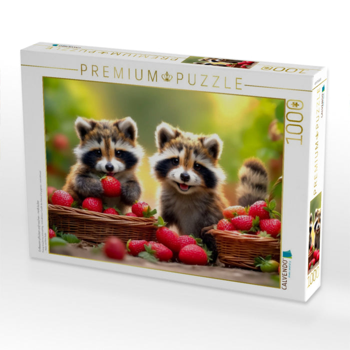 Erdbeeren pflücken und naschen - mmh lecker - CALVENDO Foto-Puzzle'